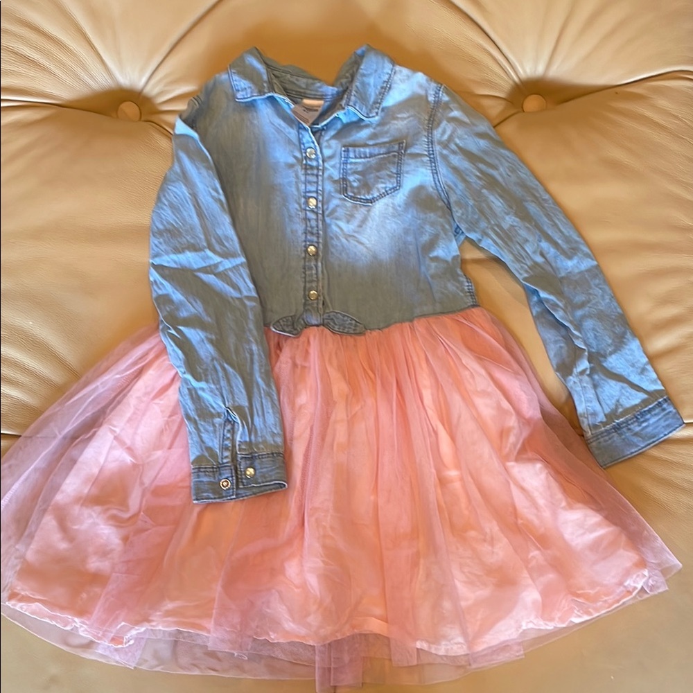 OshKosh B'gosh denim dress with pink tulle skirt